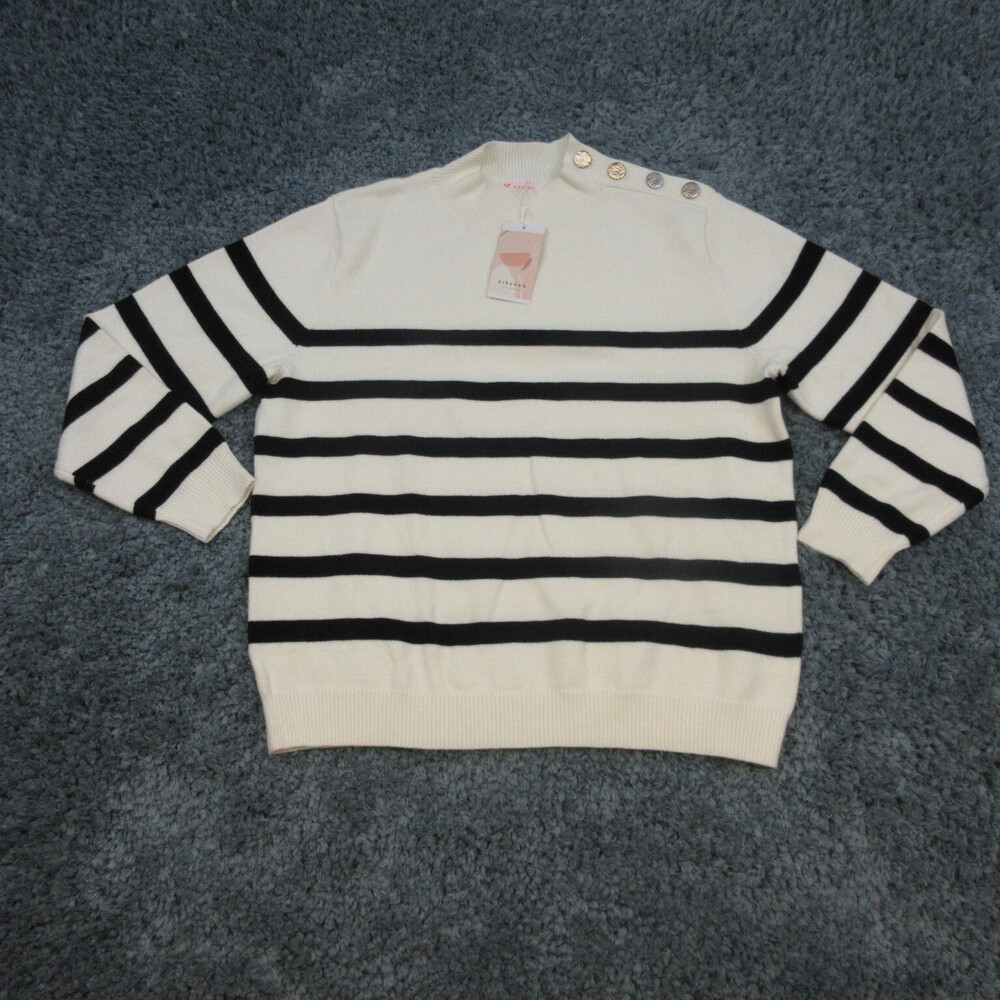 Kirundo Sweater Womens XL Off-White Black Striped Long Sleeve Pullover NWT